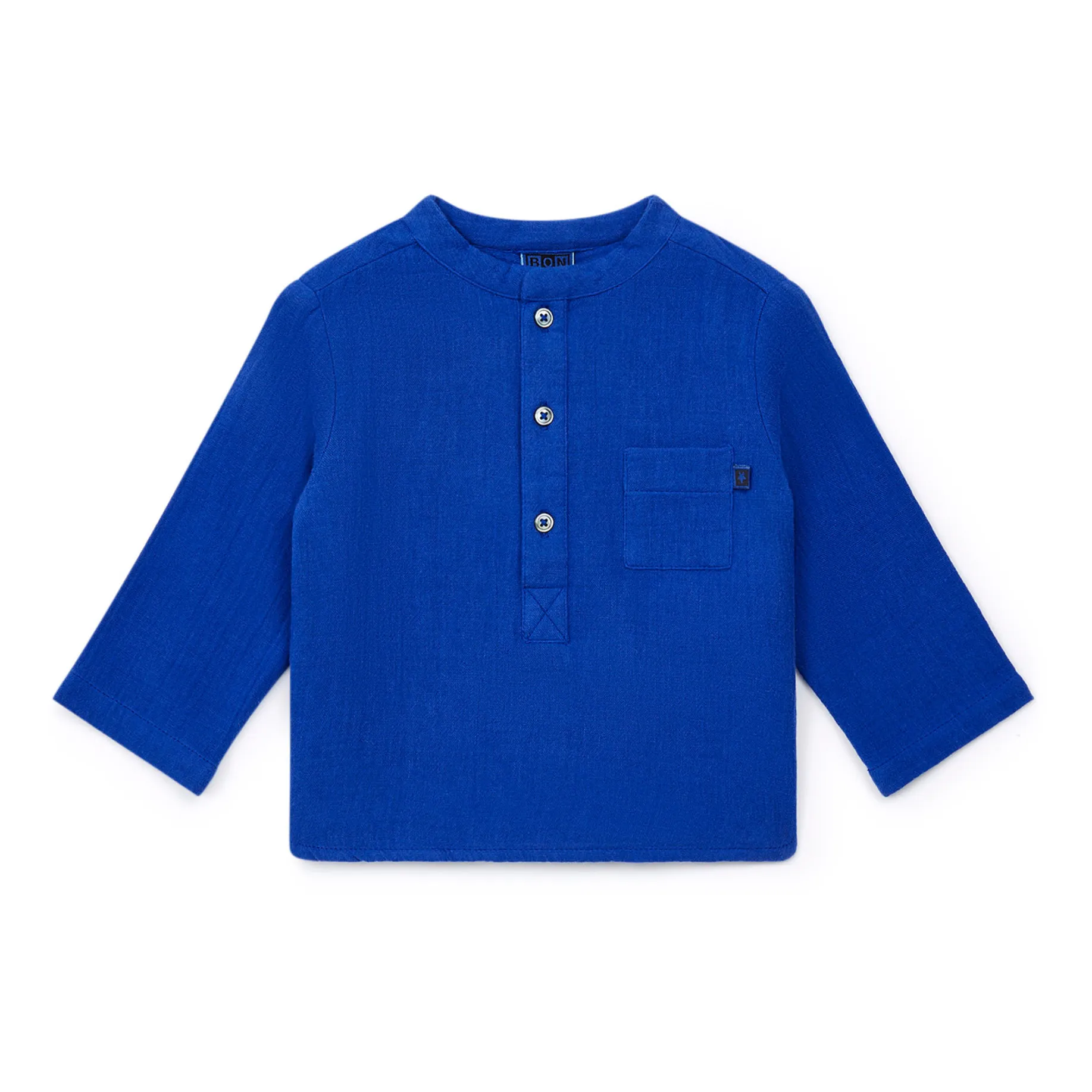 Bonton Blue Matt Organic Cotton Muslin Kurta Shirt