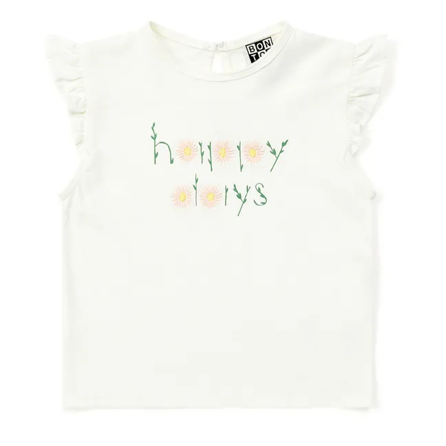 Maglietta in Cotone Organico Happy Days Neonati | Ecru