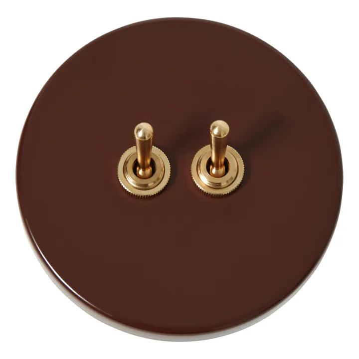 Steel Double Light Switch | Brown- Product image n°0