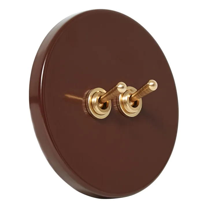 Steel Double Light Switch | Brown- Product image n°1