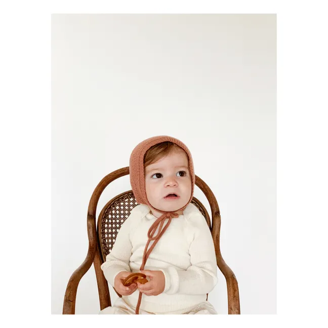 Dolly Merino Wool Baby Bonnet | Terracotta