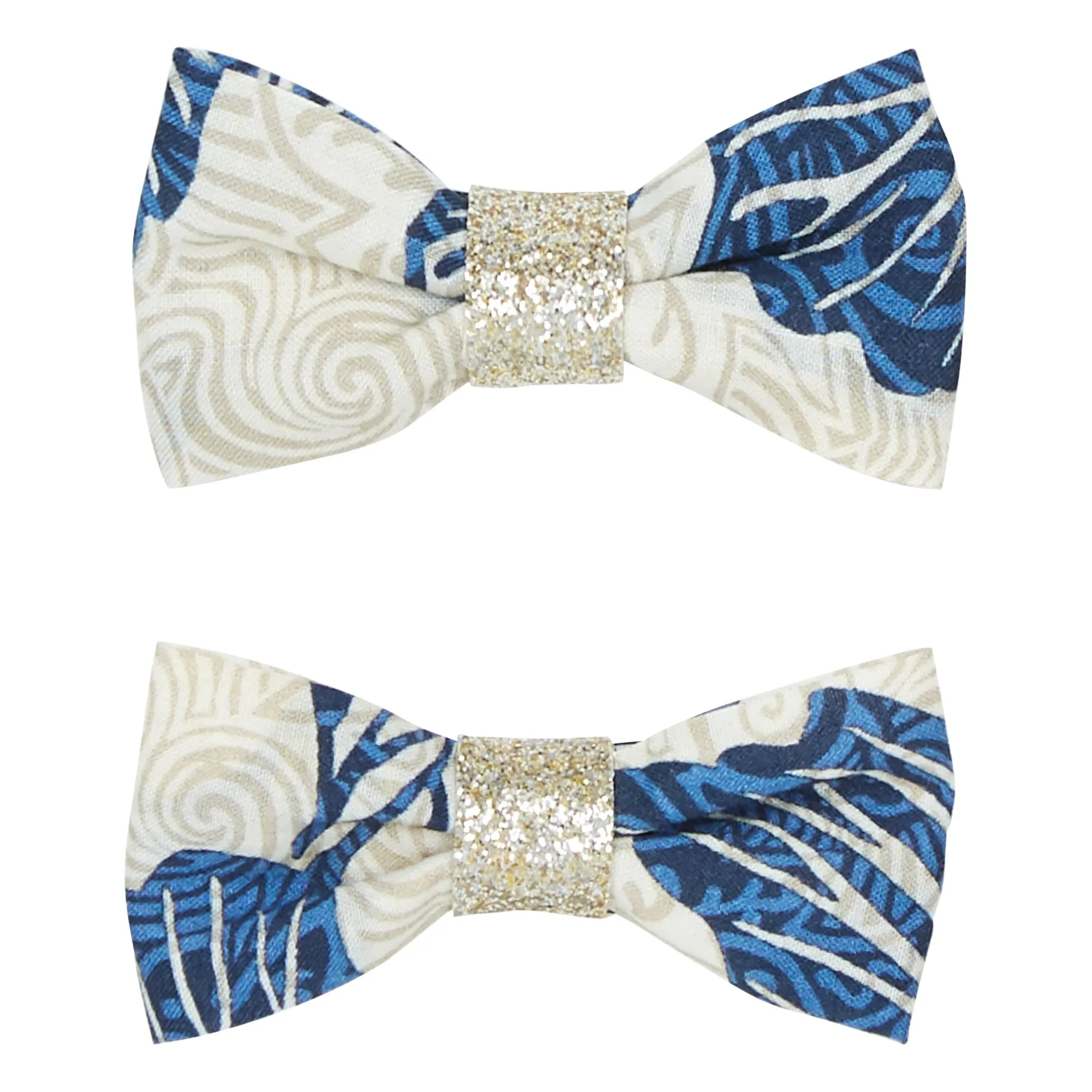 Tartine Et Chocolat Navy Blue Set Of 2 Floral Bow Hair Clips