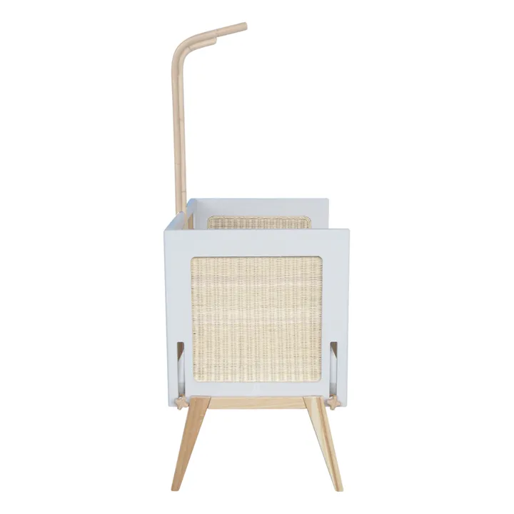 Théo Marélia Cedar and Woven Rattan Crib Light grey Smallable
