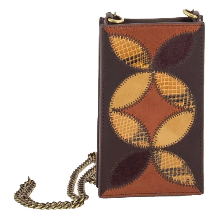 Ama Leather Patch Phone Pouch  | Amber- Product image n°0