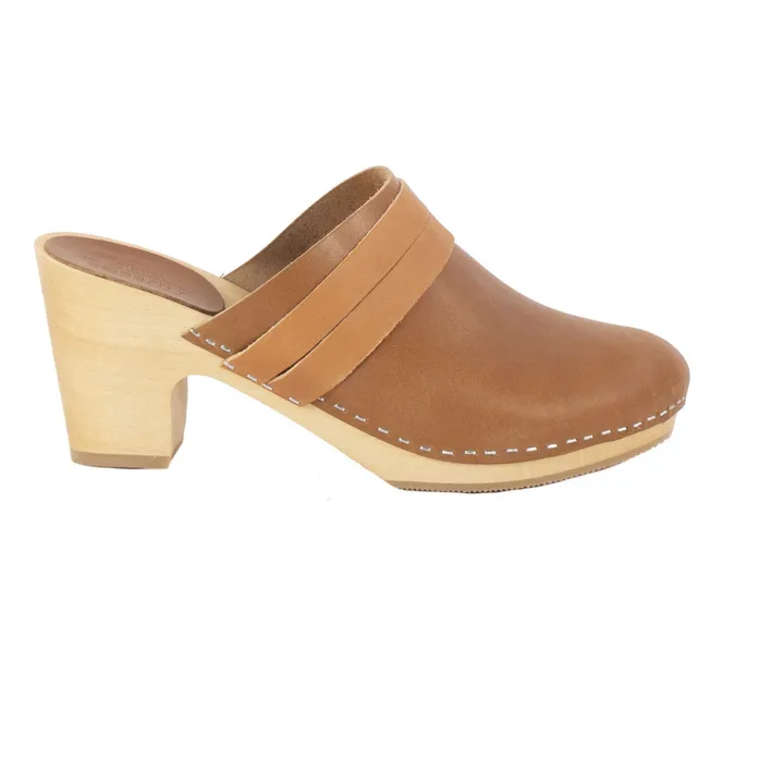 Manou Vegetable Tanned Leather Clogs | Camel- Product image n°0