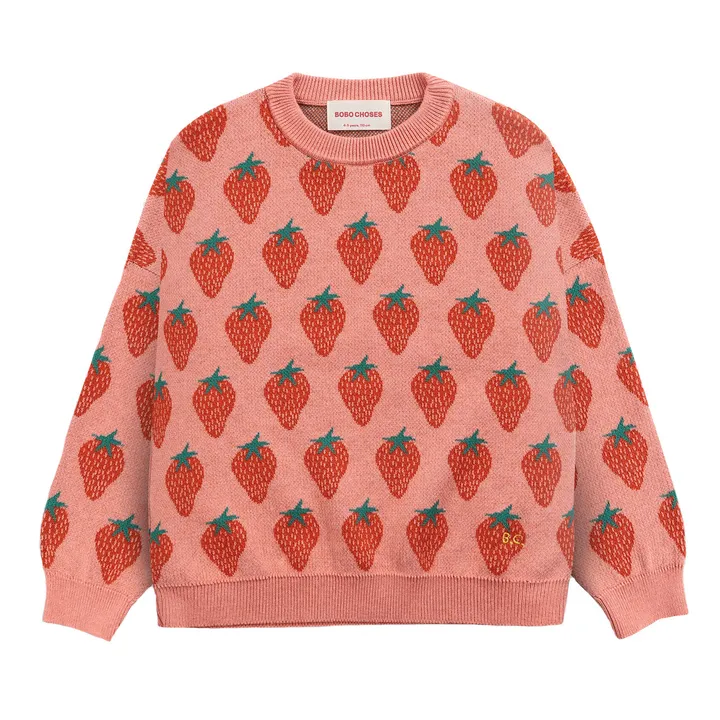 Jersey de algodón orgánico Fresas | Rosa- Imagen del producto n°0
