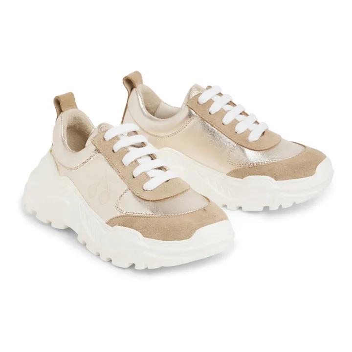 Jumpy Leather and Suede Sneakers | Beige- Product image n°0