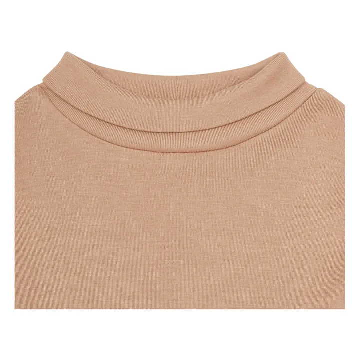 Cuello alto de algodón orgánico acanalado | Beige- Imagen del producto n°1