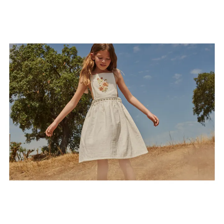 ワンピース LiiLU folk apron 6y Liilu - Folk Embroidered Apron Dress - Ecru | Smallable