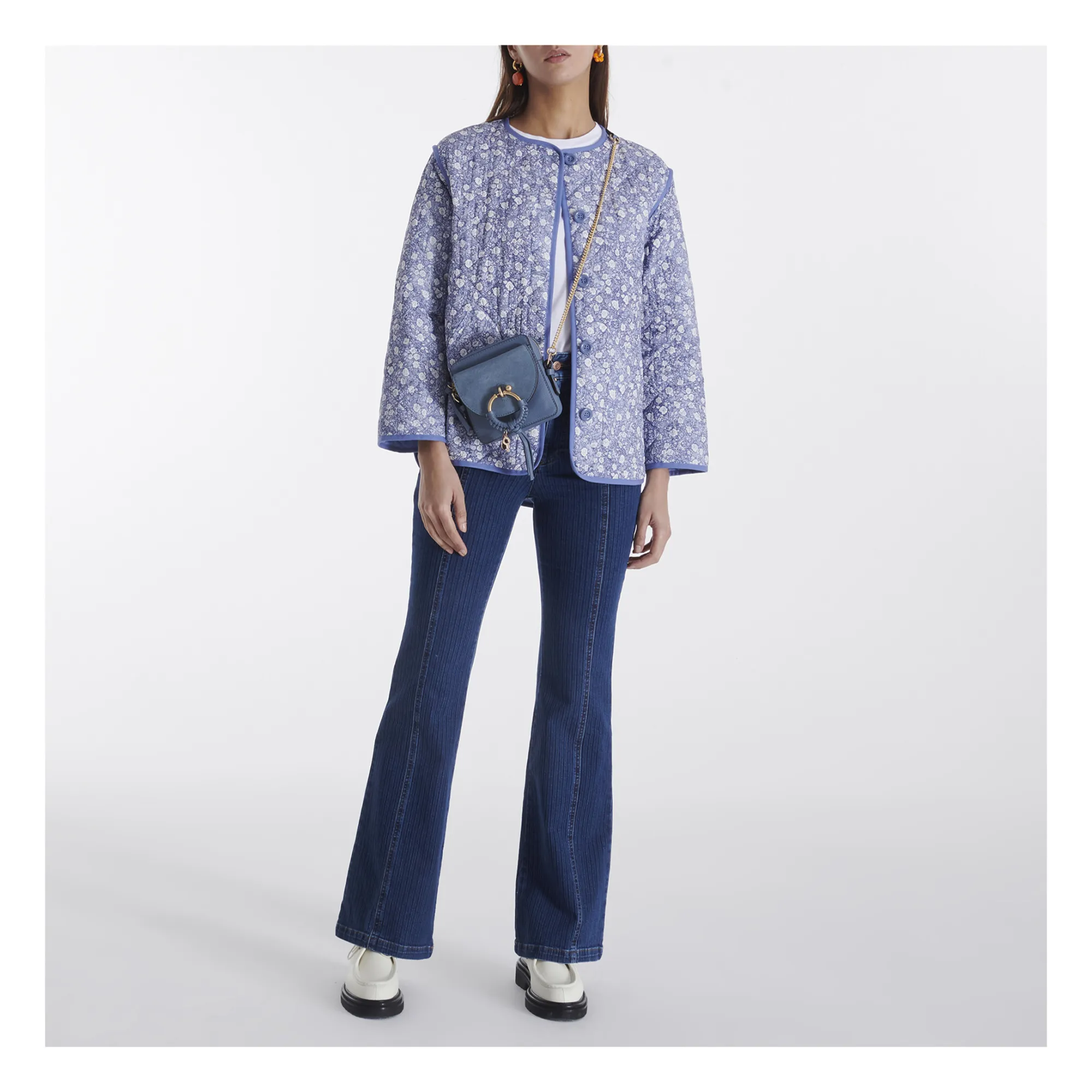 See By Chloé Quilted Shell Hooded Bomber Jacket in Blue | Lyst