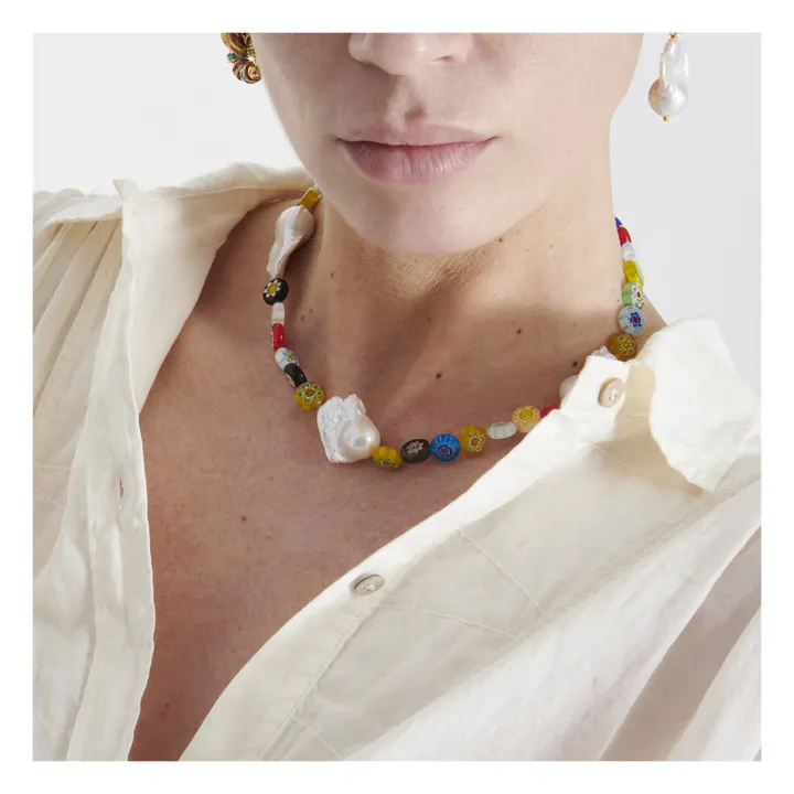 Collar perlas y flores | Multicolor- Imagen del producto n°1