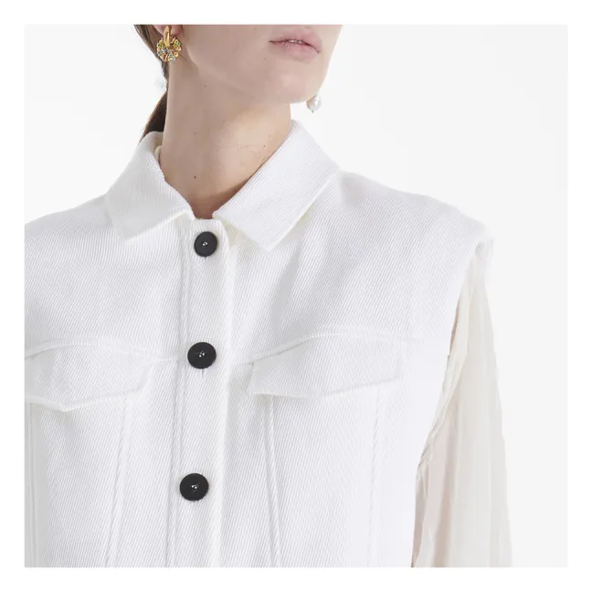 Boxy Cotton and Wool Jacket | Ivory
