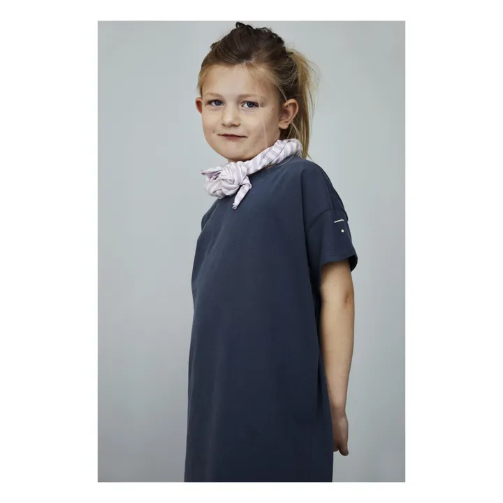 Organic Cotton Mid-Length T-shirt Dress | Grey blue- Product image n°2