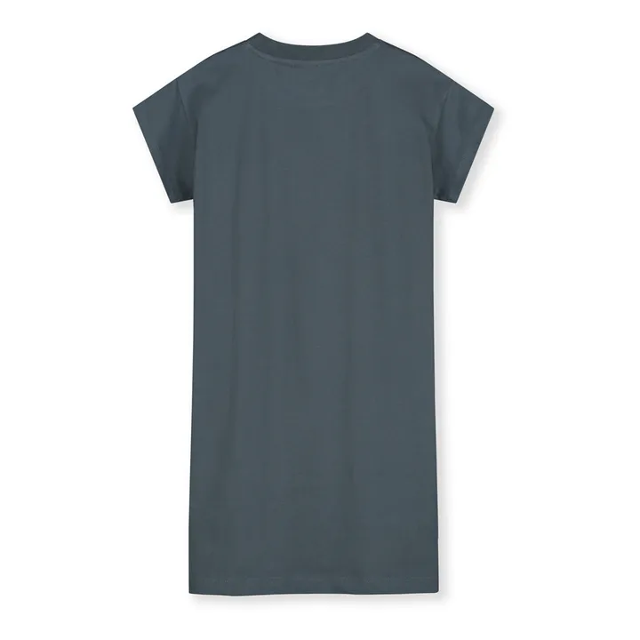 Organic Cotton Mid-Length T-shirt Dress | Grey blue- Product image n°3