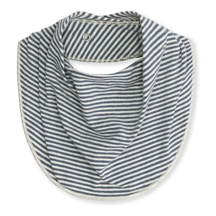 Babero de rayas de algodón orgánico | Azul Gris- Imagen del producto n°0