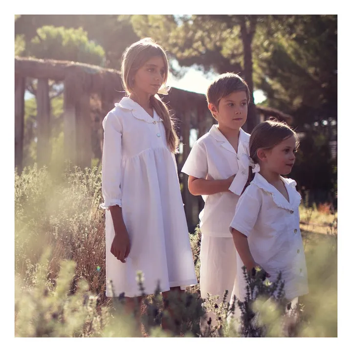 Conjunto de pijama de algodón orgánico para niño | Blanco- Imagen del producto n°1