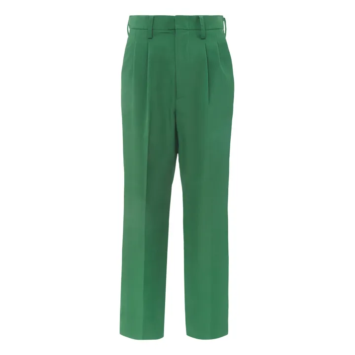 Pantalón de pinzas Less de lana | Verde- Imagen del producto n°0