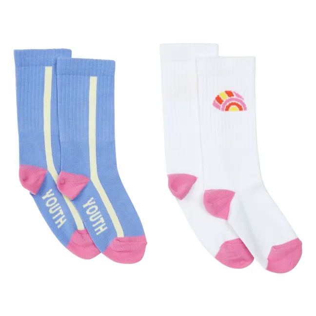 Pack 2 Chaussettes Thank Youth Rainbow | Blanc