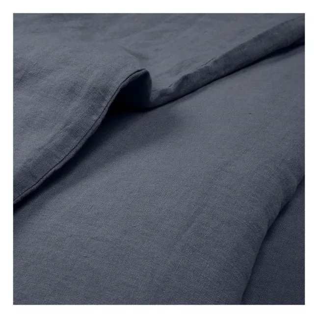 Bettdeckenbezug aus vorgewaschenem Leinen | Blau Strum