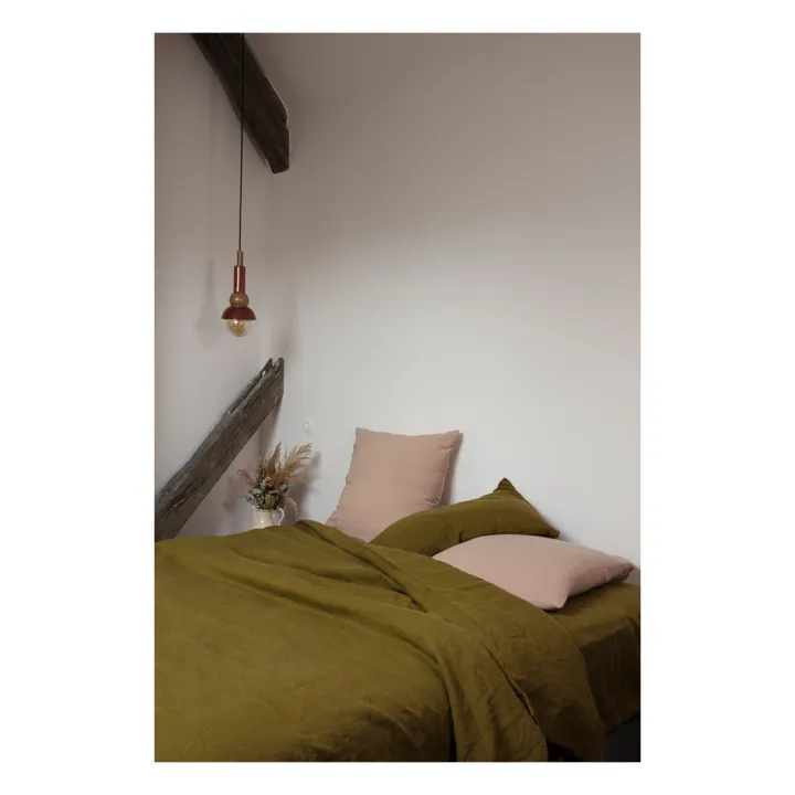 Bettdeckenbezug aus vorgewaschenem Leinen | Olive- Produktbild Nr. 0