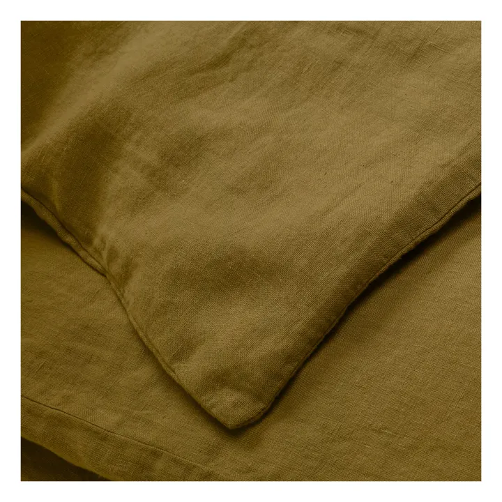 Bettdeckenbezug aus vorgewaschenem Leinen | Olive- Produktbild Nr. 2