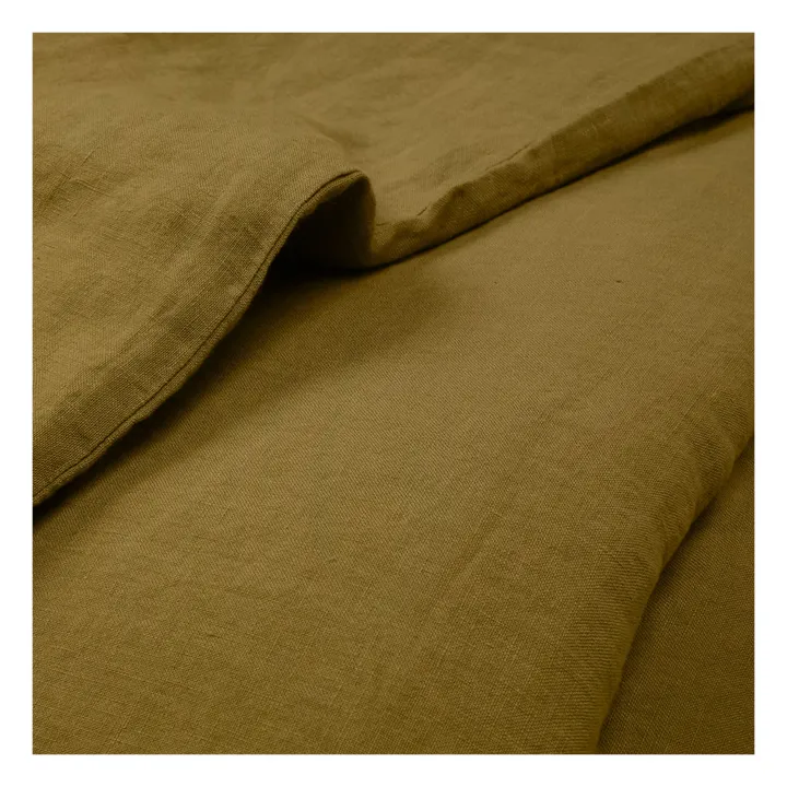 Bettdeckenbezug aus vorgewaschenem Leinen | Olive- Produktbild Nr. 3
