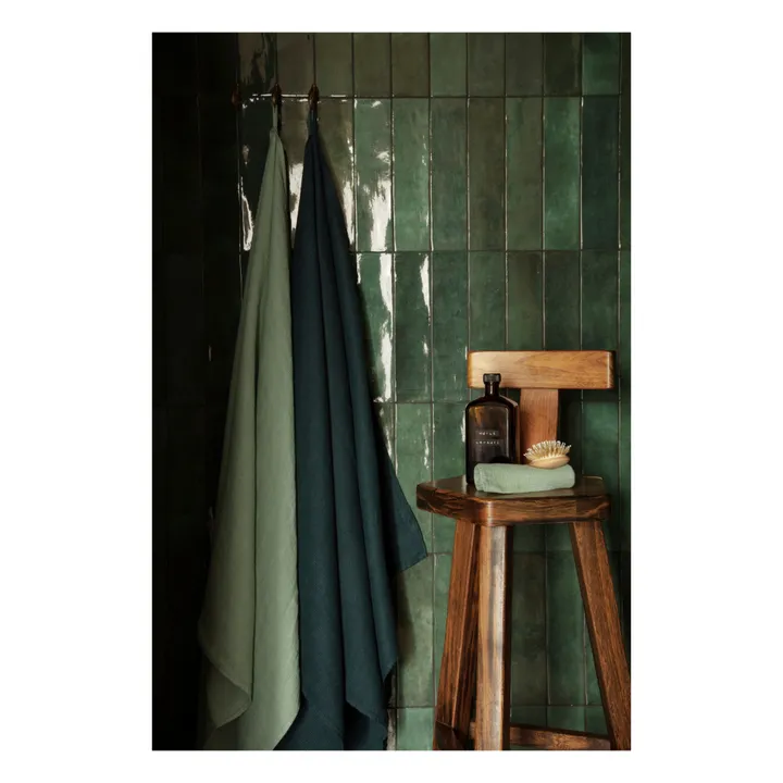Washed linen honeycomb bath towel | Faded Blue- Product image n°1