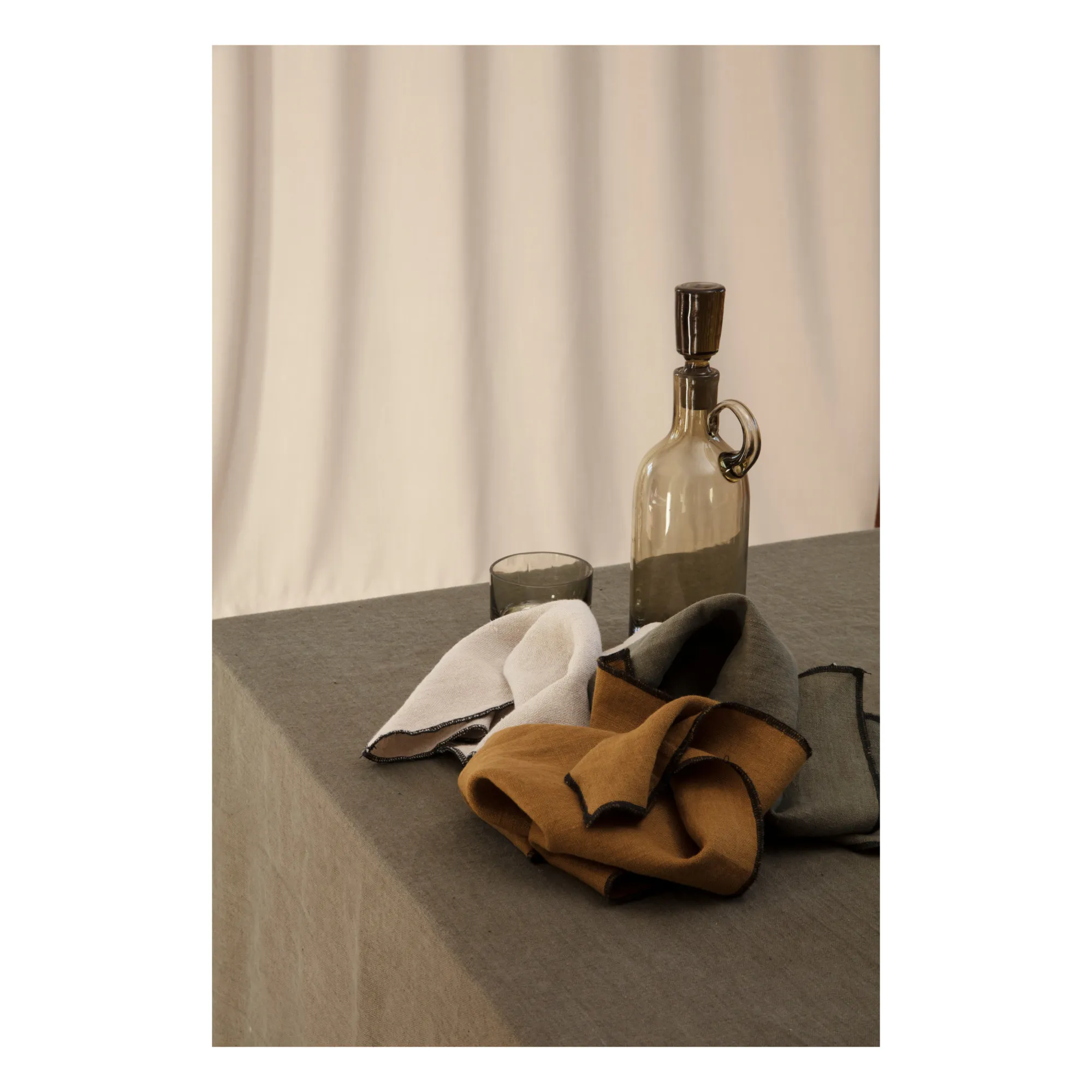 Communauté De Biens Khaki Washed Linen Napkin - Set Of 4