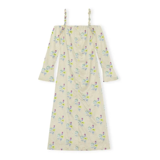 Robe Satin Froissé Imprimé Floral | Jaune pâle