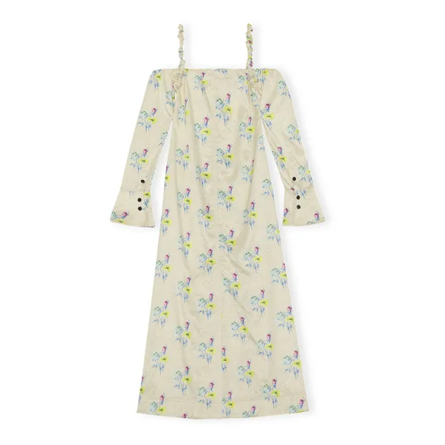 Robe Satin Froissé Imprimé Floral | Jaune pâle
