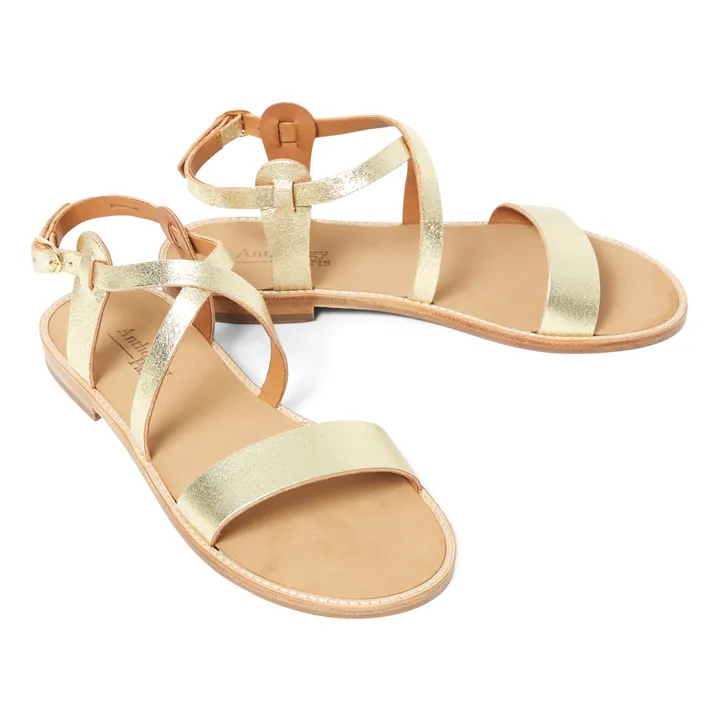 Beryl Leather Sandals | Gold- Product image n°1