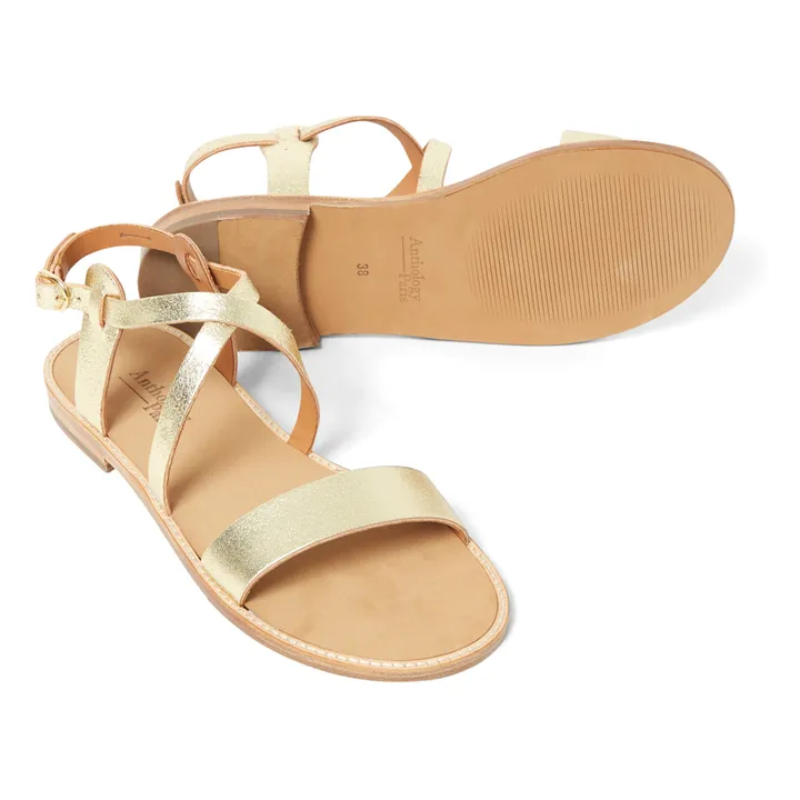 Beryl Leather Sandals | Gold- Product image n°2