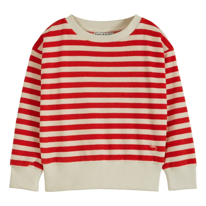 Sweatshirt Frottee Gestreift | Rot- Produktbild Nr. 0