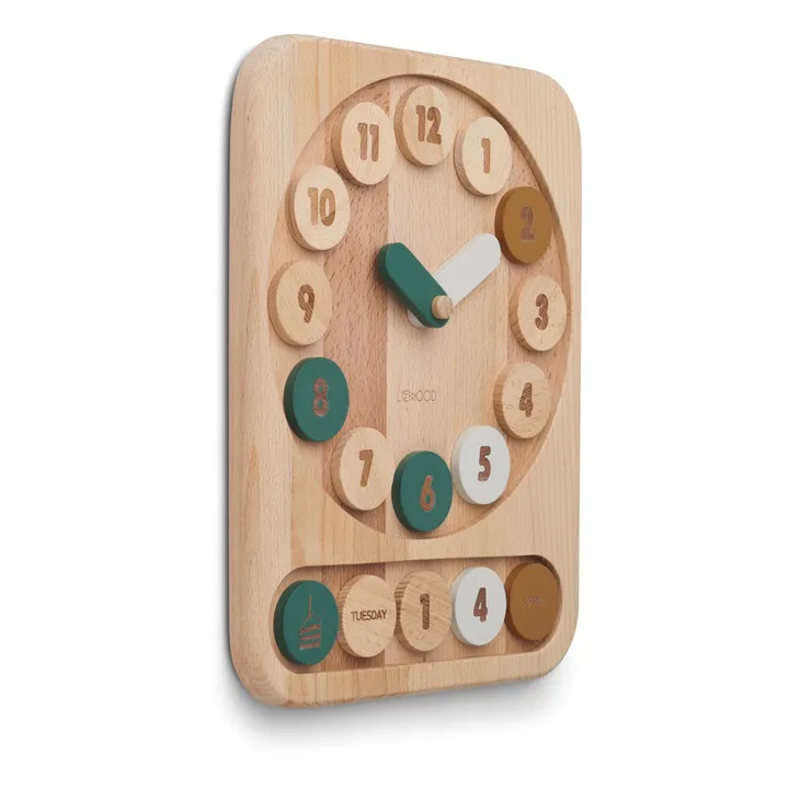 Reloj educativo Yelena de madera | Verde- Imagen del producto n°0