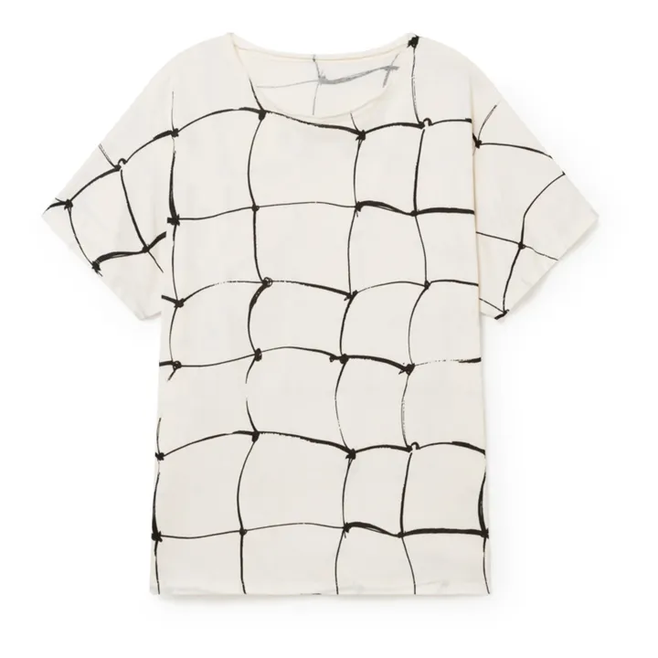 T-Shirt Coton Bio Carreaux Arty | Ecru- Image produit n°0