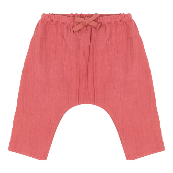 Pantaloni in garza di cotone biologico Bali | Rosa incarnato- Immagine del prodotto n°0