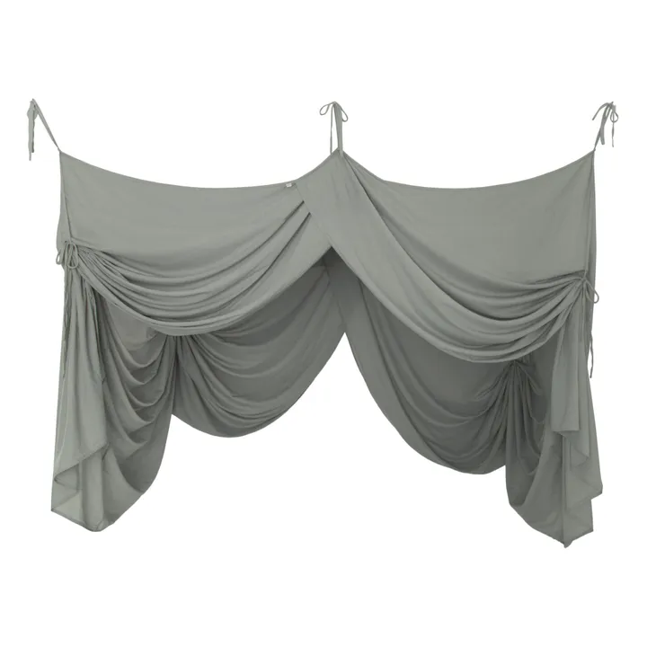 Organic Cotton Four-Poster Bed Canopy | Silver Grey S019- Product image n°0