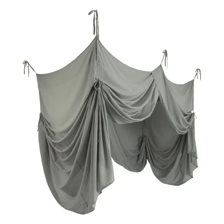 Organic Cotton Four-Poster Bed Canopy | Silver Grey S019- Product image n°1