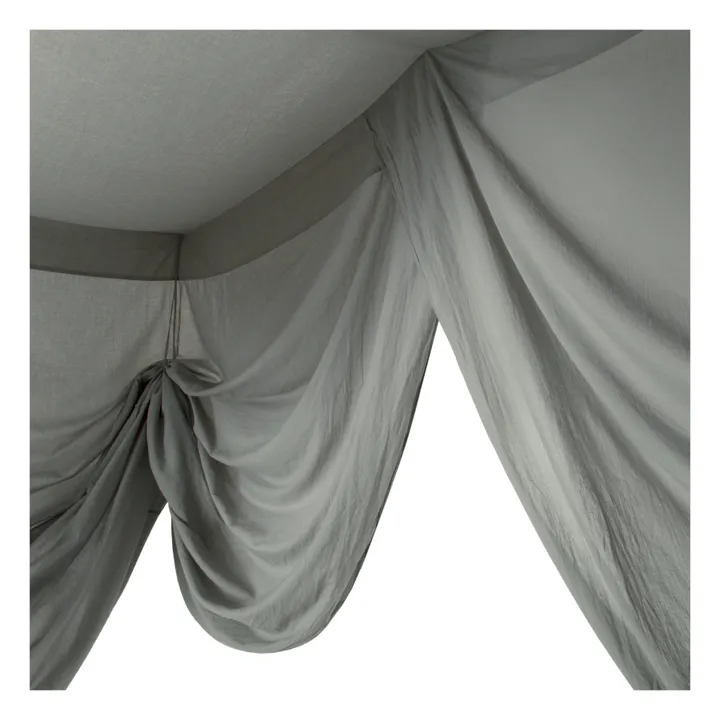 Organic Cotton Four-Poster Bed Canopy | Silver Grey S019- Product image n°2