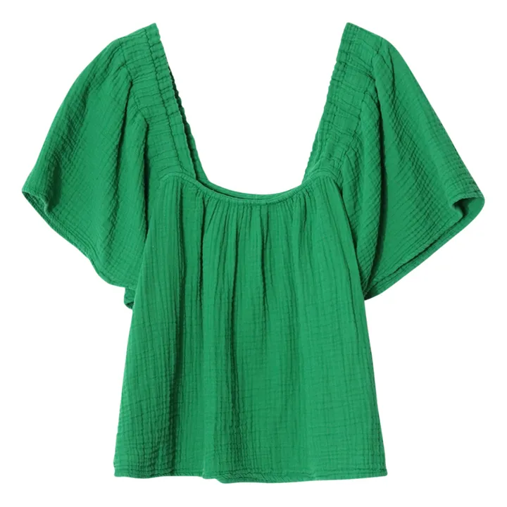 Lou Cotton Muslin Top | Green- Product image n°0