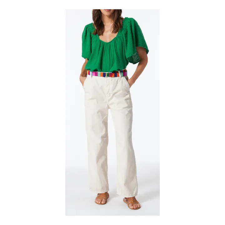 Lou Cotton Muslin Top | Green- Product image n°1