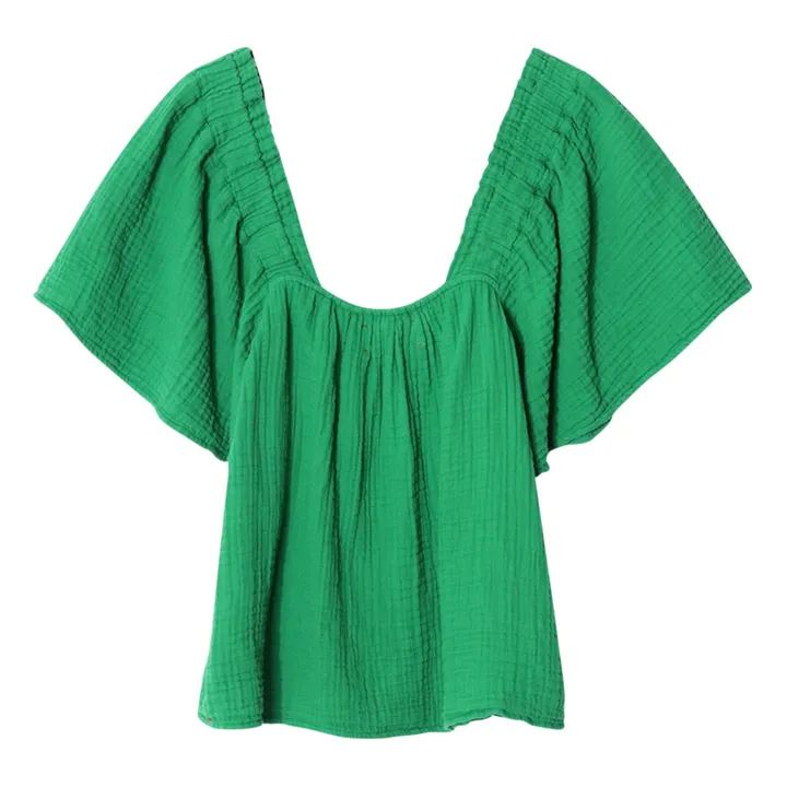 Lou Cotton Muslin Top | Green- Product image n°2
