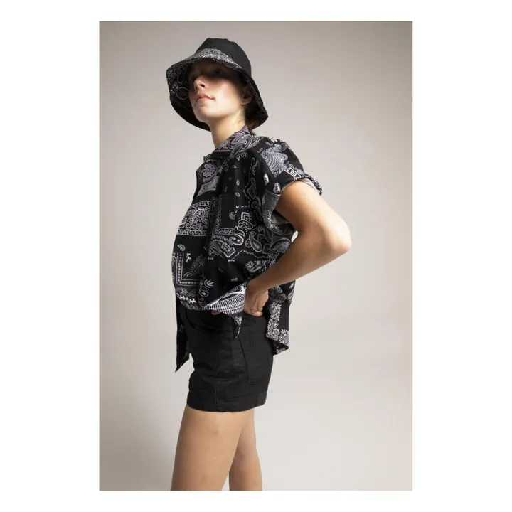 Denim Patchwork Sashiko Shorts | Black- Product image n°1
