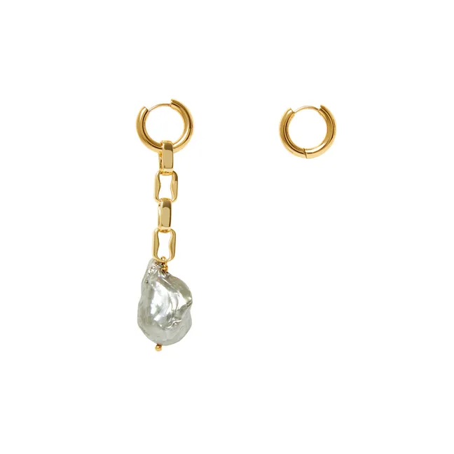 Anello e orecchini di perle | Grigio