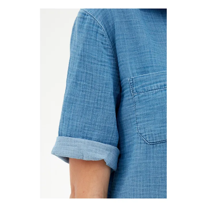 Camisa Olga gasa de algodón | Azul- Imagen del producto n°3