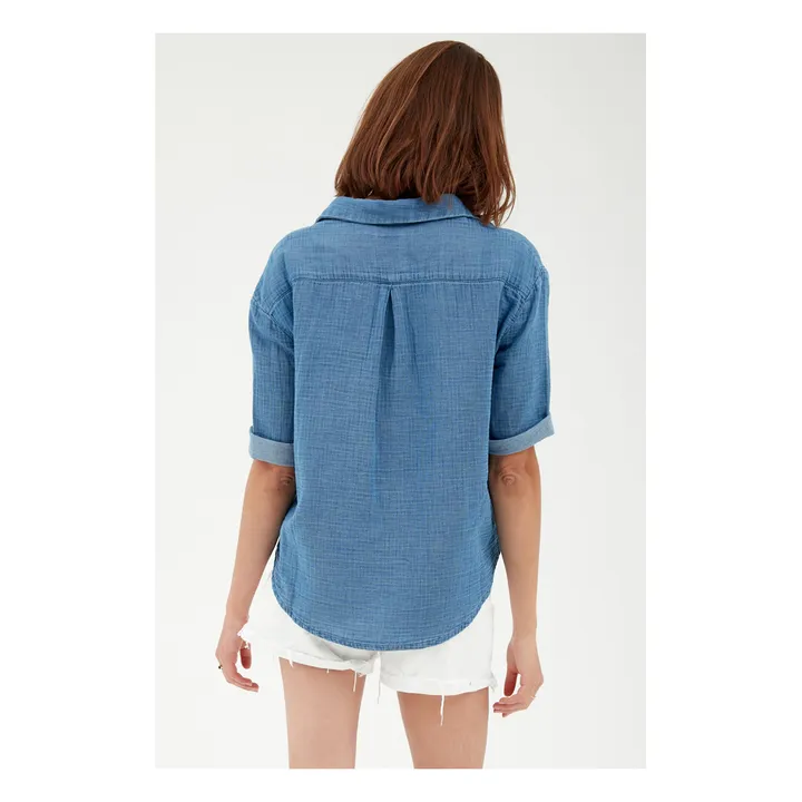 Camisa Olga gasa de algodón | Azul- Imagen del producto n°4