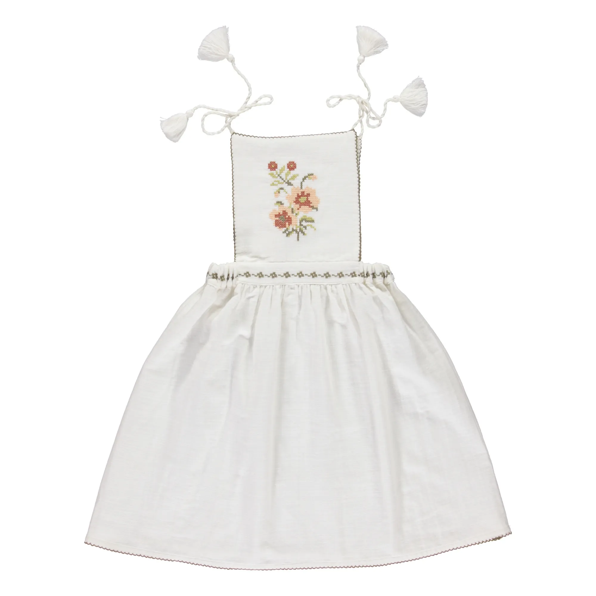 Liilu - Folk Embroidered Apron Dress - Ecru | Smallable