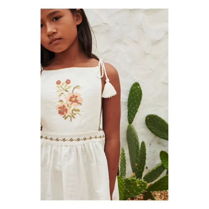 Liilu - Folk Embroidered Apron Dress - Ecru | Smallable