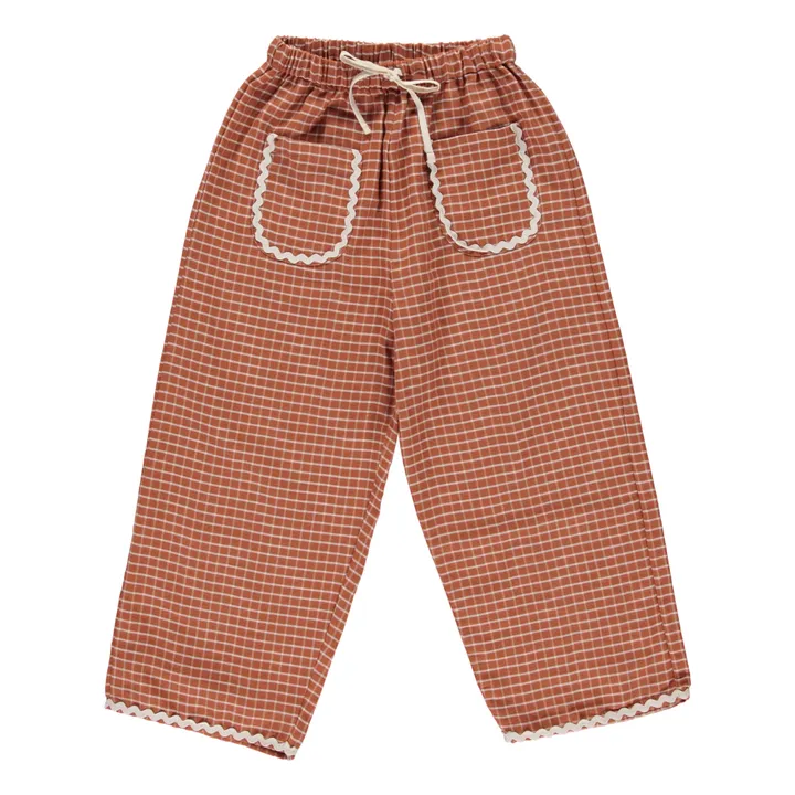 Pantalon Coton Bio Carreaux Lilo | Rouille- Image produit n°0