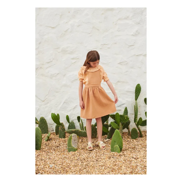 Vestido Tablier gasa de algodón orgánico Mina | Rosa Viejo- Imagen del producto n°1
